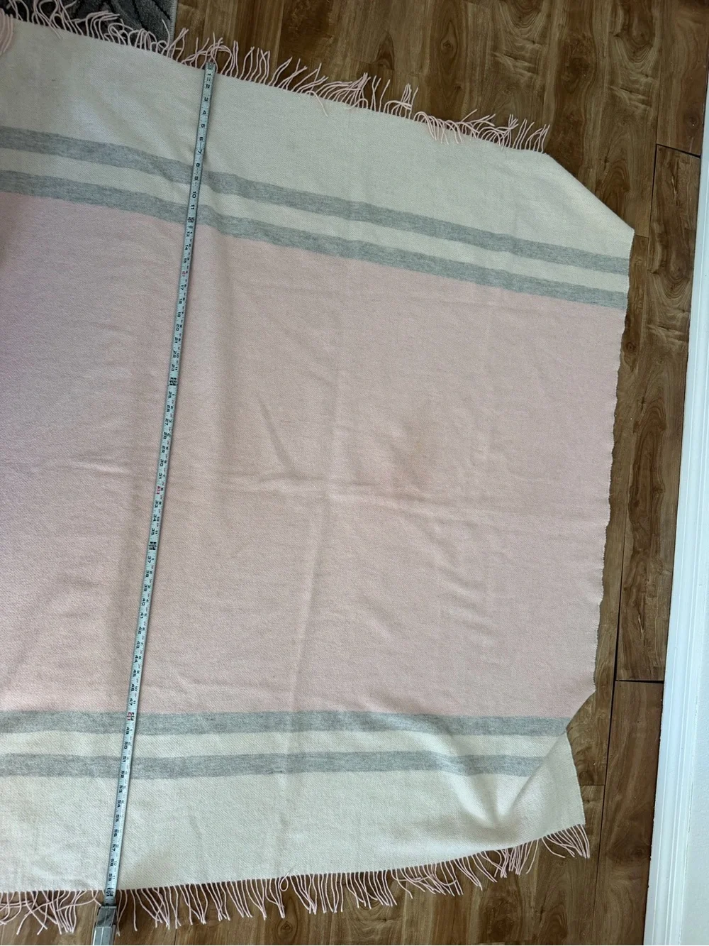 Alicia Adams Alpaca Canyon Throw Blanket Pink Powder Ivory Grey Striped Luxury